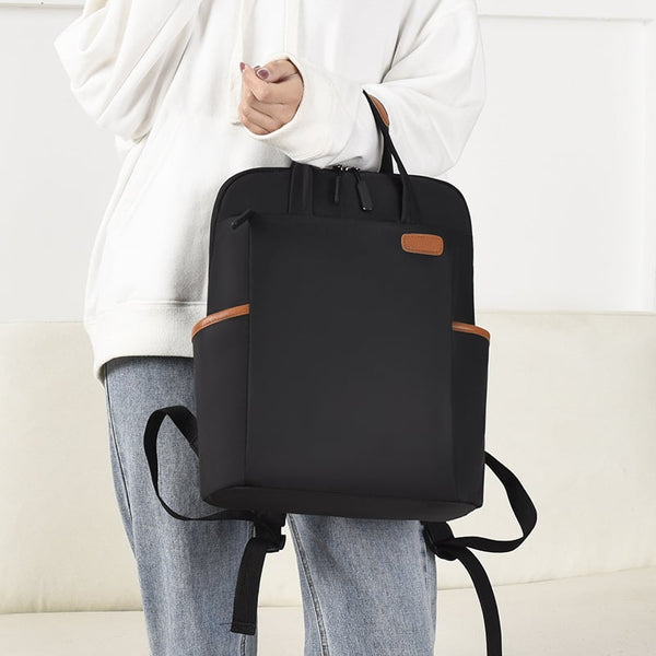 Korean-Style Canvas Laptop Backpack — Fits 15.6" Laptops, Water-Resistant
