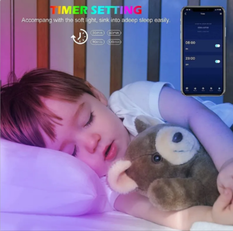 Krimostore smart LED light strip, app-controlled RGB room lighting with music sync — view 3