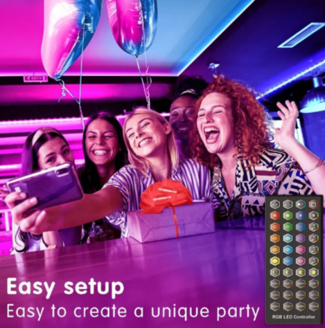 Krimostore smart LED light strip, app-controlled RGB room lighting with music sync — view 5