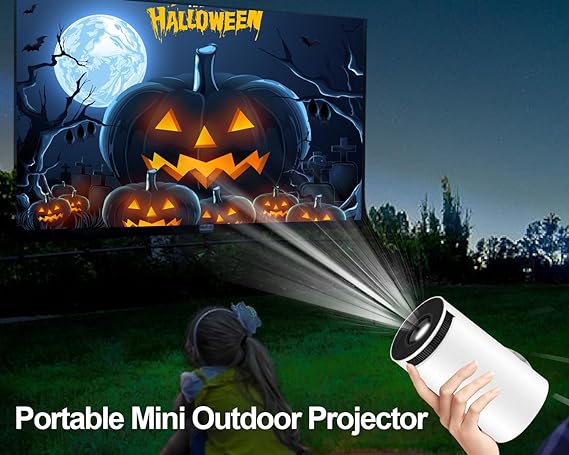 Krimostore 4K mini projector, portable WiFi 6 Android 11 movie projector — view 3