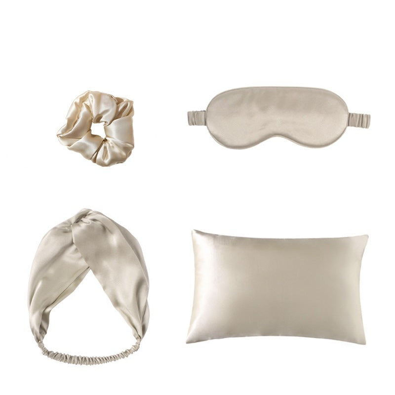 Krimostore double-sided silk eye mask, pillowcase and hair tie four-piece set — view 2