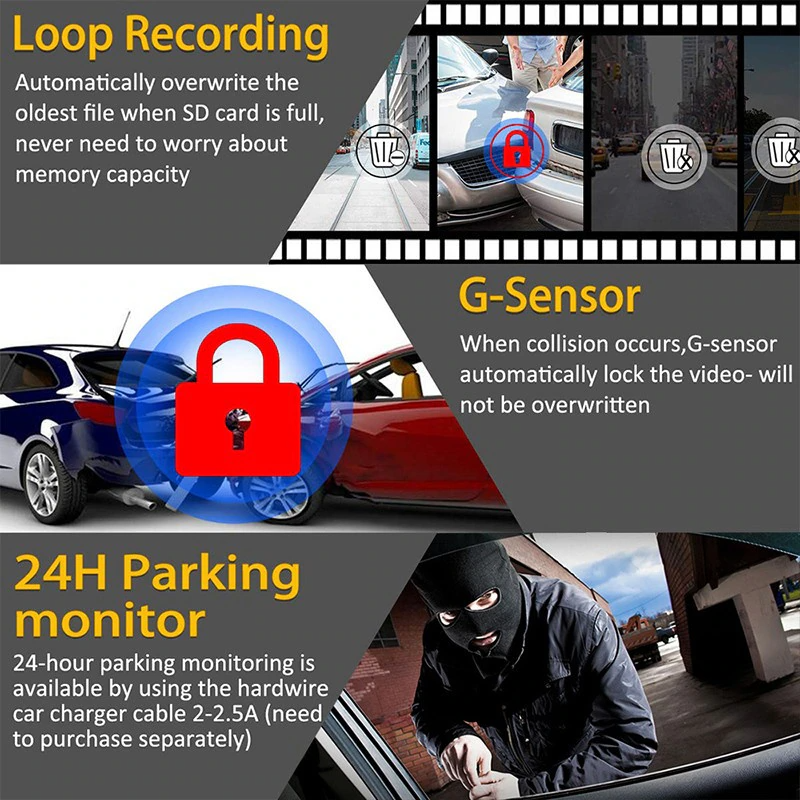170° HD WiFi Dashcam with G-Sensor