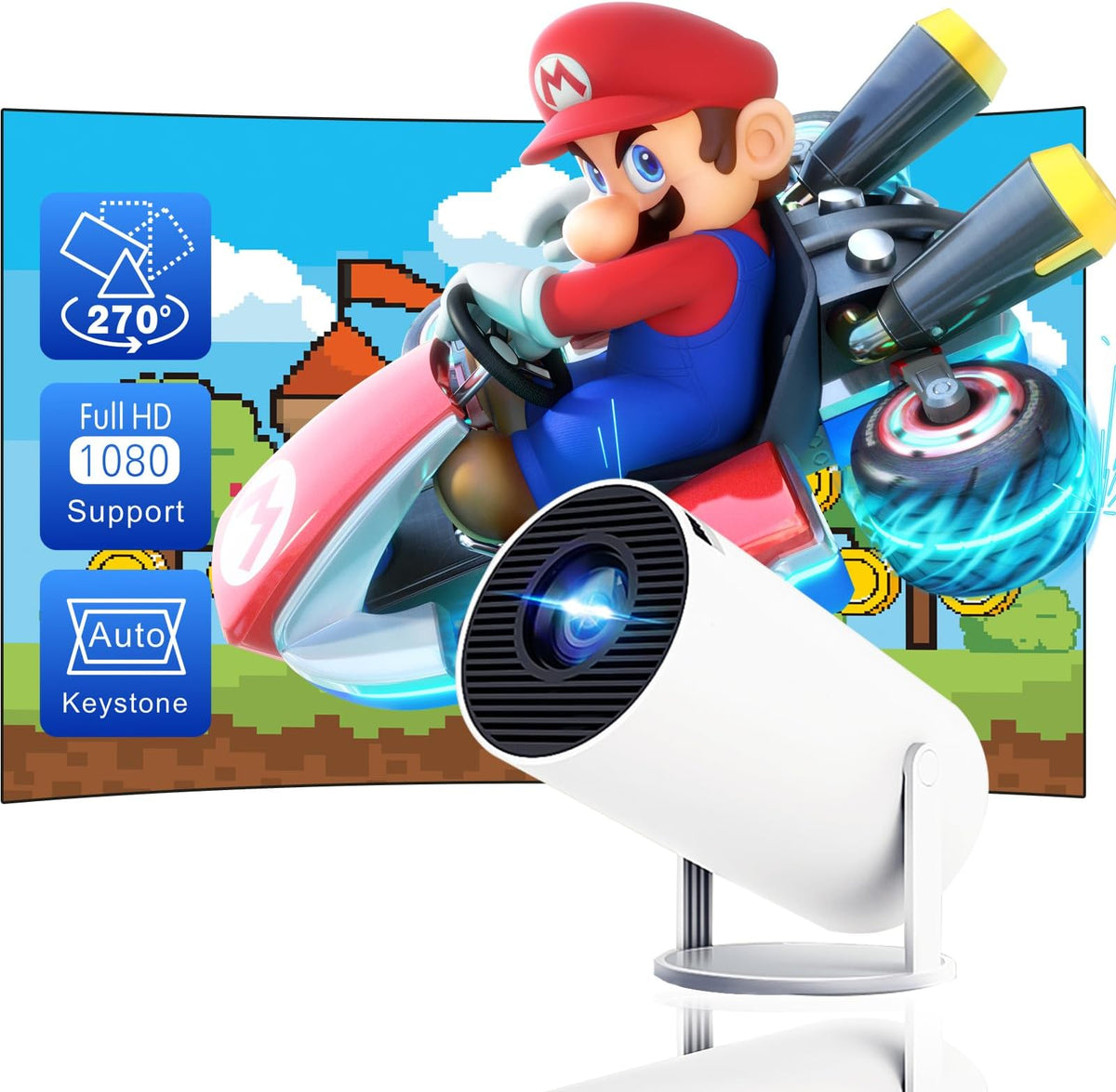 Krimostore 4K mini projector, portable WiFi 6 Android 11 movie projector — view 10
