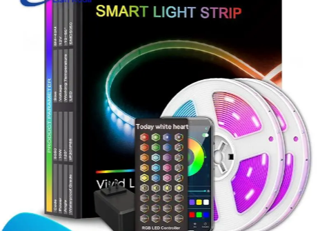 Krimostore smart LED light strip, app-controlled RGB room lighting with music sync — view 6