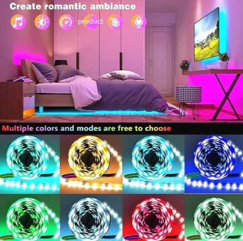 Krimostore smart LED light strip, app-controlled RGB room lighting with music sync — view 2